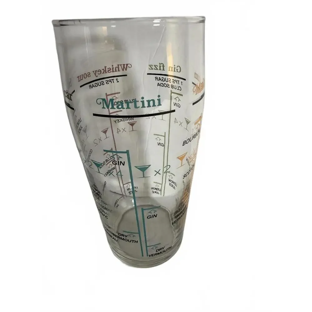MCM ARCOROC France Cocktail Mixer Recipe Glass‎ Vintage Barware Glassware No Lid